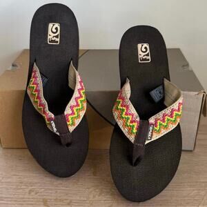 Teva Mush II Brown Women Comfort Thong Sandals Flip Flops- SZ 8
